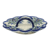 Plate, Round, Egg Plate, With Handle, 9.5", WR (WR19B) in "Delphinium Spray" by W.R. Ceramika | WR19B-BW3