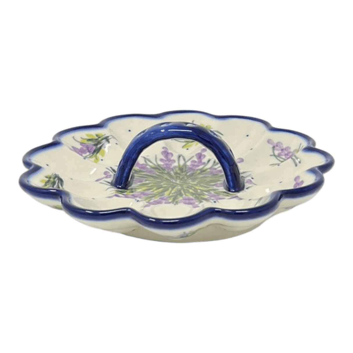 Plate, Round, Egg Plate, With Handle, 9.5", WR (WR19B) in "Lavender Fields" by W.R. Ceramika | WR19B-BW4