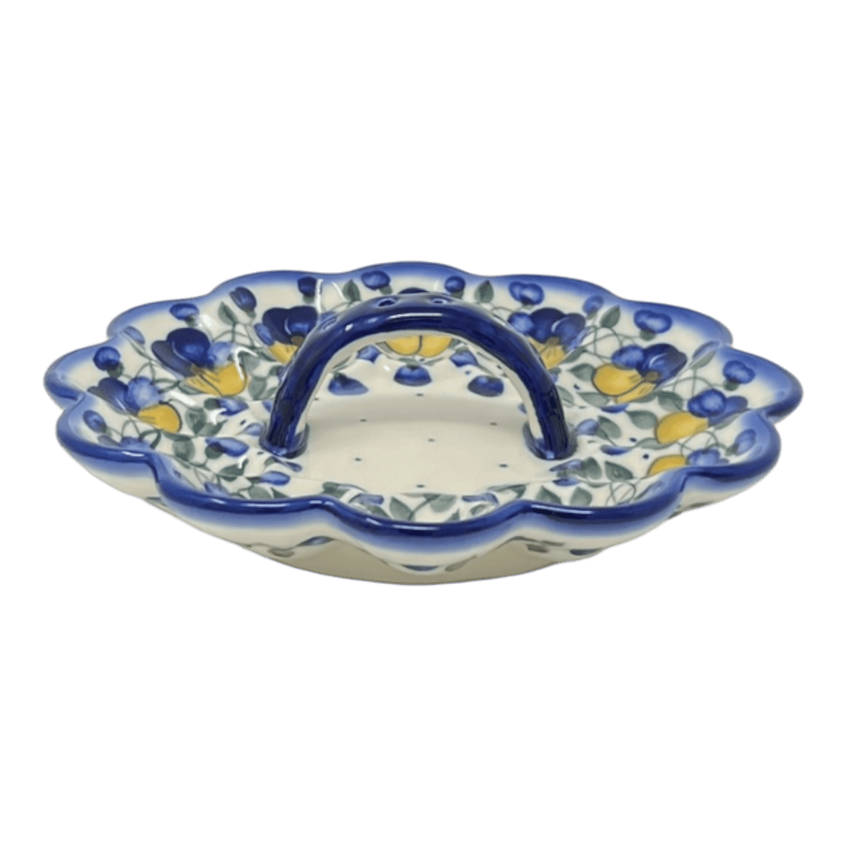 Plate, Round, Egg Plate, With Handle, 9.5", WR (WR19B) in "Pansy Wreath" by W.R. Ceramika | WR19B-EZ2