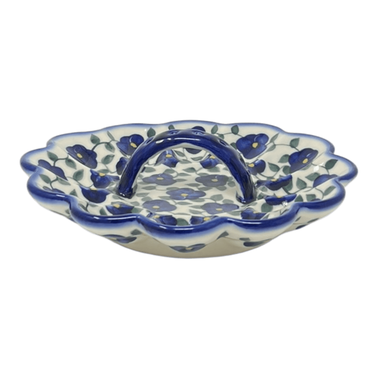 Plate, Round, Egg Plate, With Handle, 9.5", WR (WR19B) in "Pansy Storm" by W.R. Ceramika | WR19B-EZ3