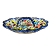 Polish Pottery Egg Plate With Handle (Bold Rainbow) | WR19B-WR55 at PolishPotteryOutlet.com