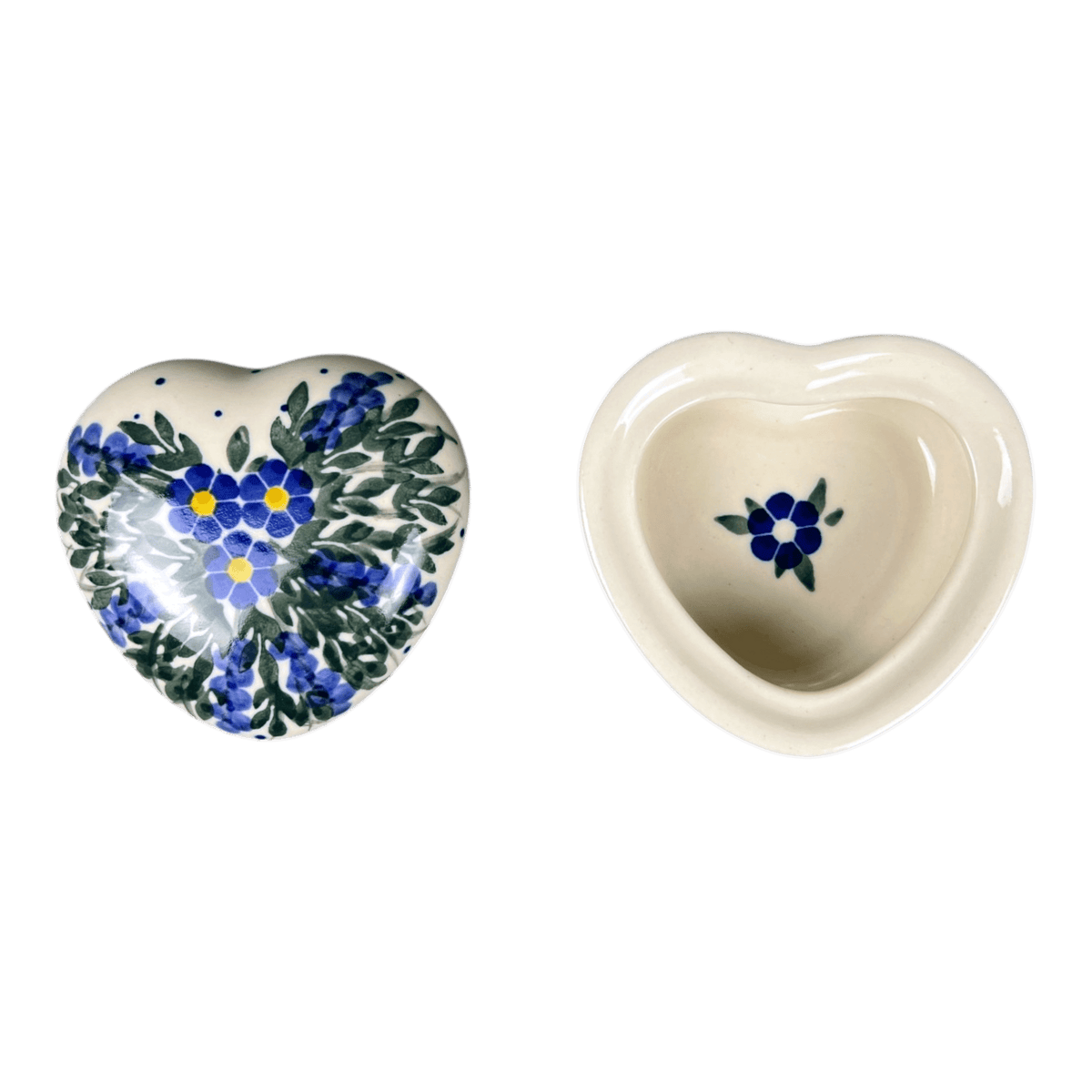 Heart Box, 3.5", WR (WR21A) in "Delphinium Spray" by W.R. Ceramika | WR21A-BW3