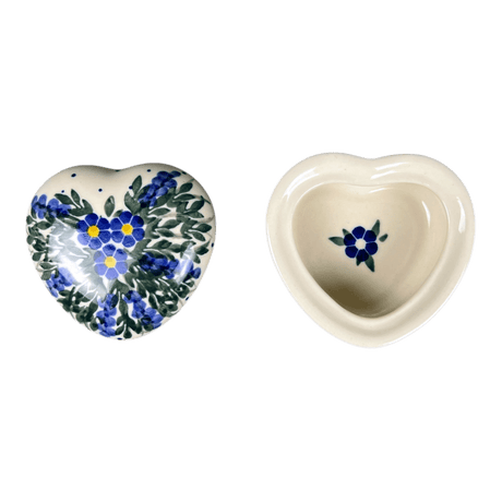Heart Box, 3.5", WR (WR21A) in "Delphinium Spray" by W.R. Ceramika | WR21A-BW3