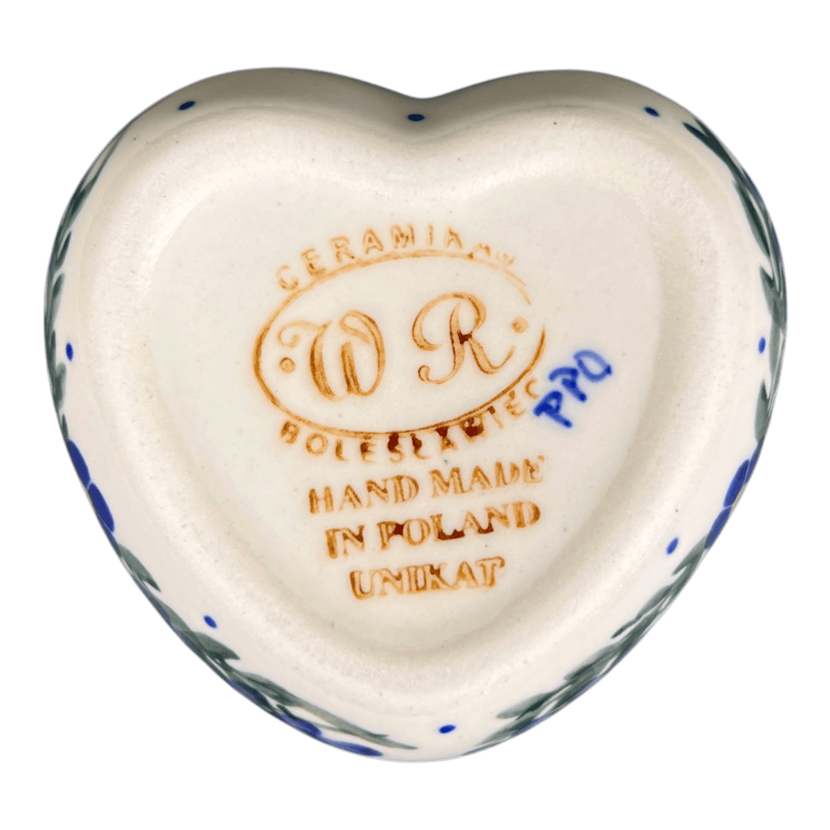 Heart Box, 3.5", WR (WR21A) in "Delphinium Spray" by W.R. Ceramika | WR21A-BW3