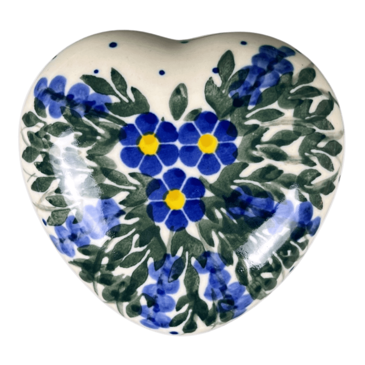 Heart Box, 3.5", WR (WR21A) in "Delphinium Spray" by W.R. Ceramika | WR21A-BW3