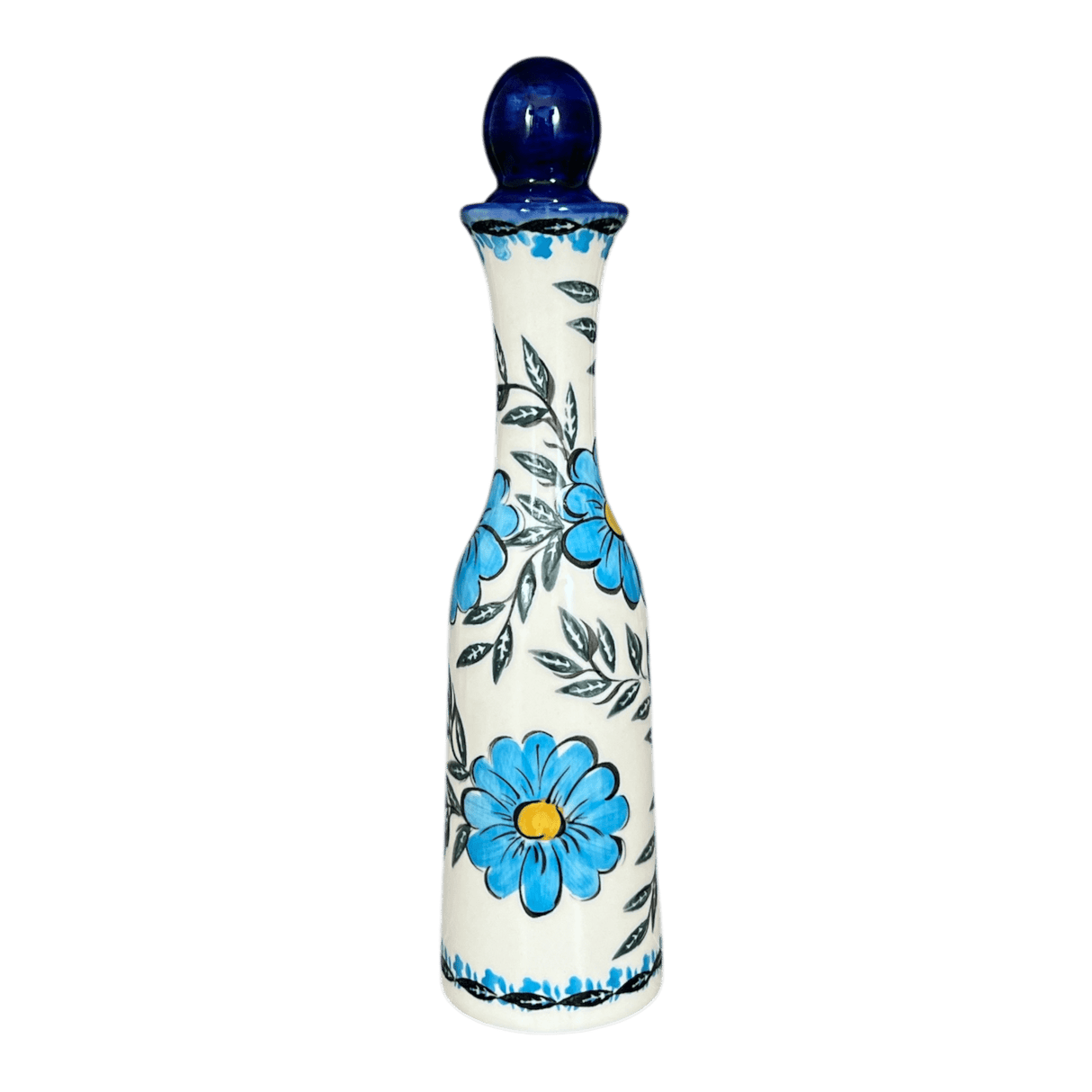 Bottle with Cork, 13.5 oz, WR (WR2E) in "Baby Blue Bling" by W.R. Ceramika | WR2E-WR32