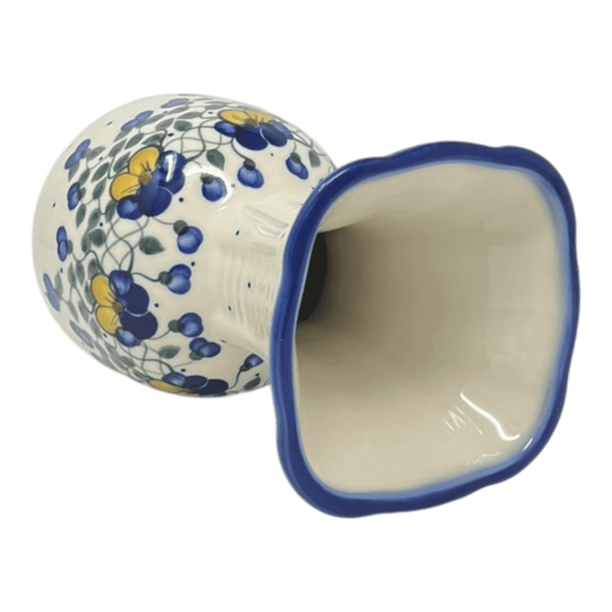 Vase, Fluted, 8.25", WR (WR301) in "Pansy Wreath" by W.R. Ceramika | WR301-EZ2