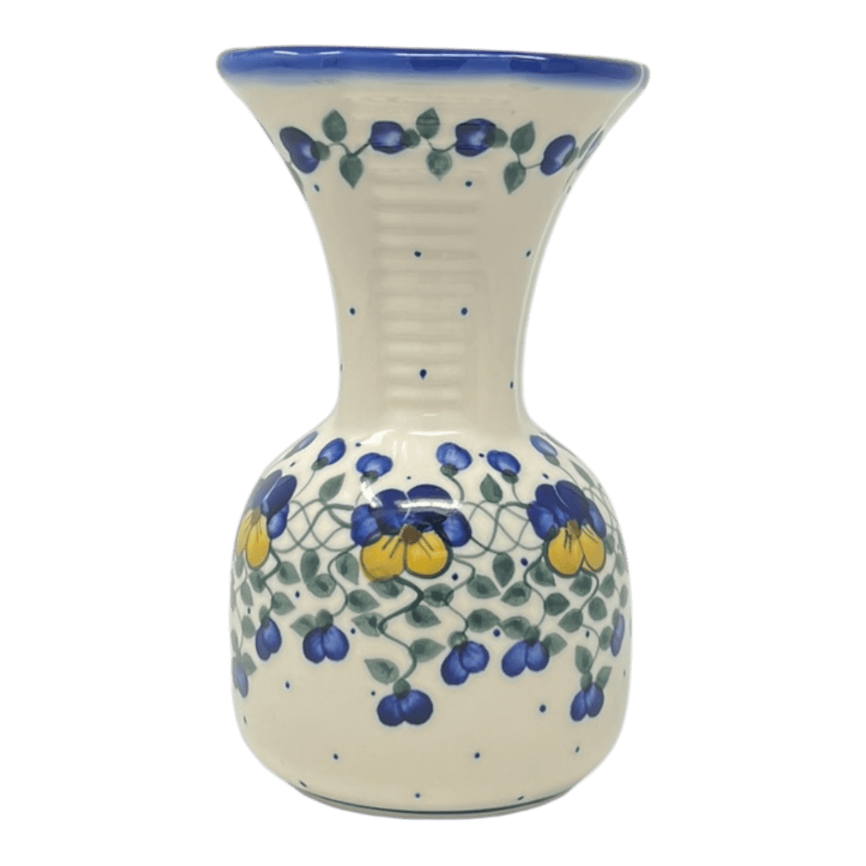 Vase, Fluted, 8.25", WR (WR301) in "Pansy Wreath" by W.R. Ceramika | WR301-EZ2