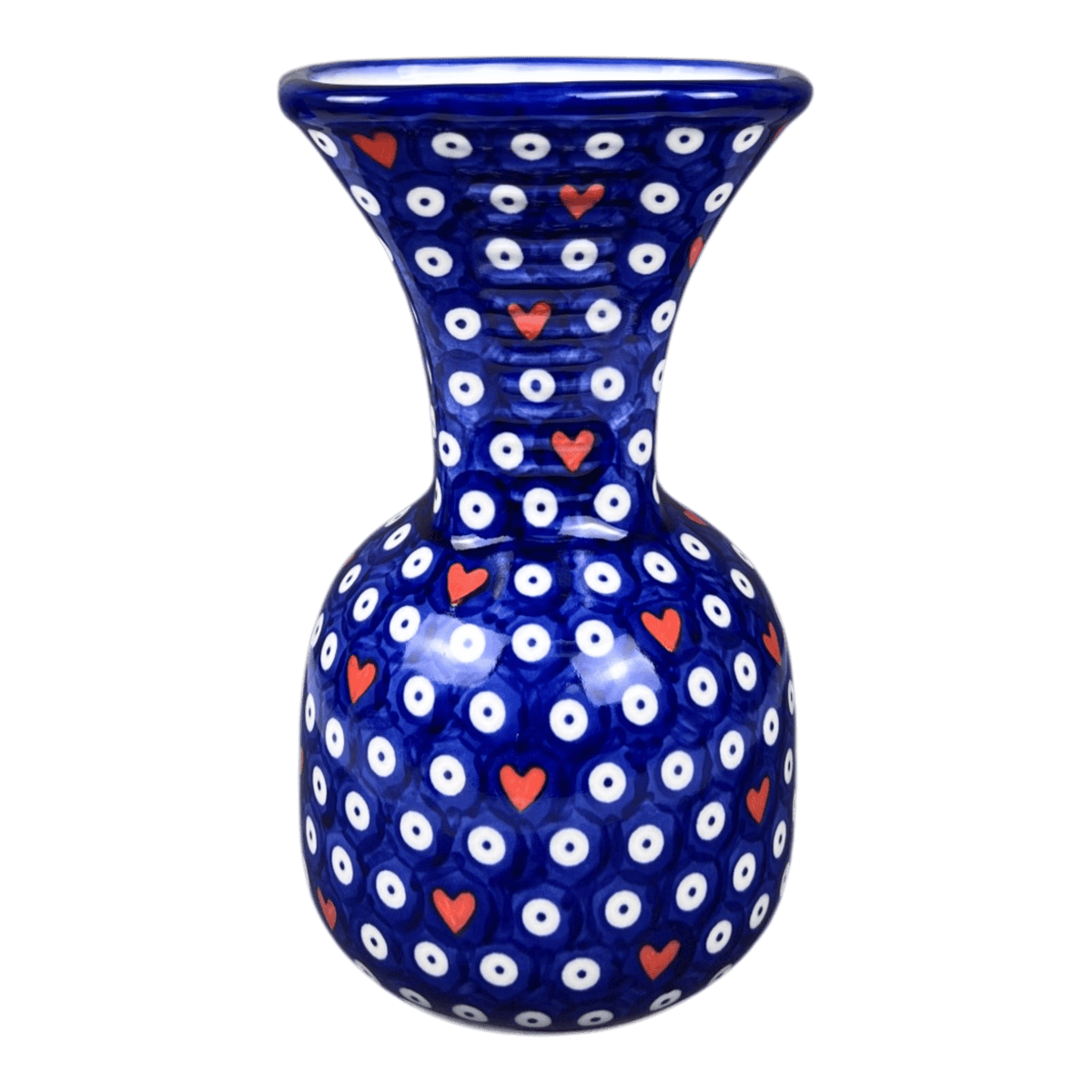 Vase, Fluted, 8.25", WR (WR301) in "Hearts & Dots" by W.R. Ceramika | WR301-SMA2