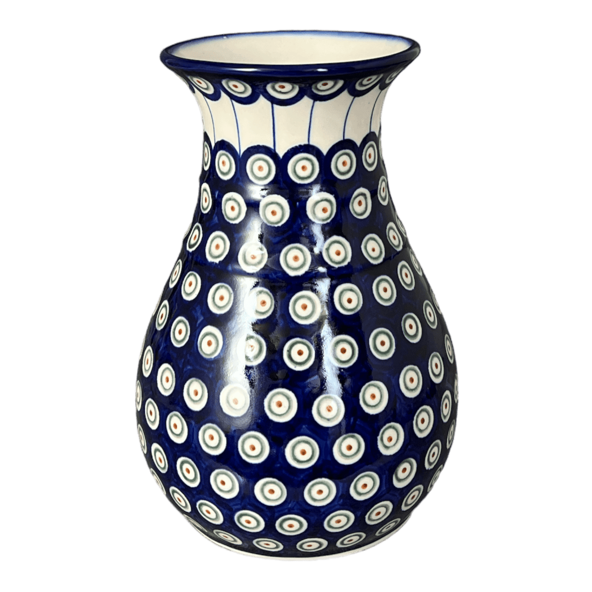 Vase, Tall, 8.5", WR (WR30D) in "Peacock in Line" by W.R. Ceramika | WR30D-SM1