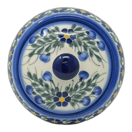 Container, Round, Covered, 5" x 4", WR (WR31I) in "Modern Blue Cascade" by W.R. Ceramika | WR31I-GP1