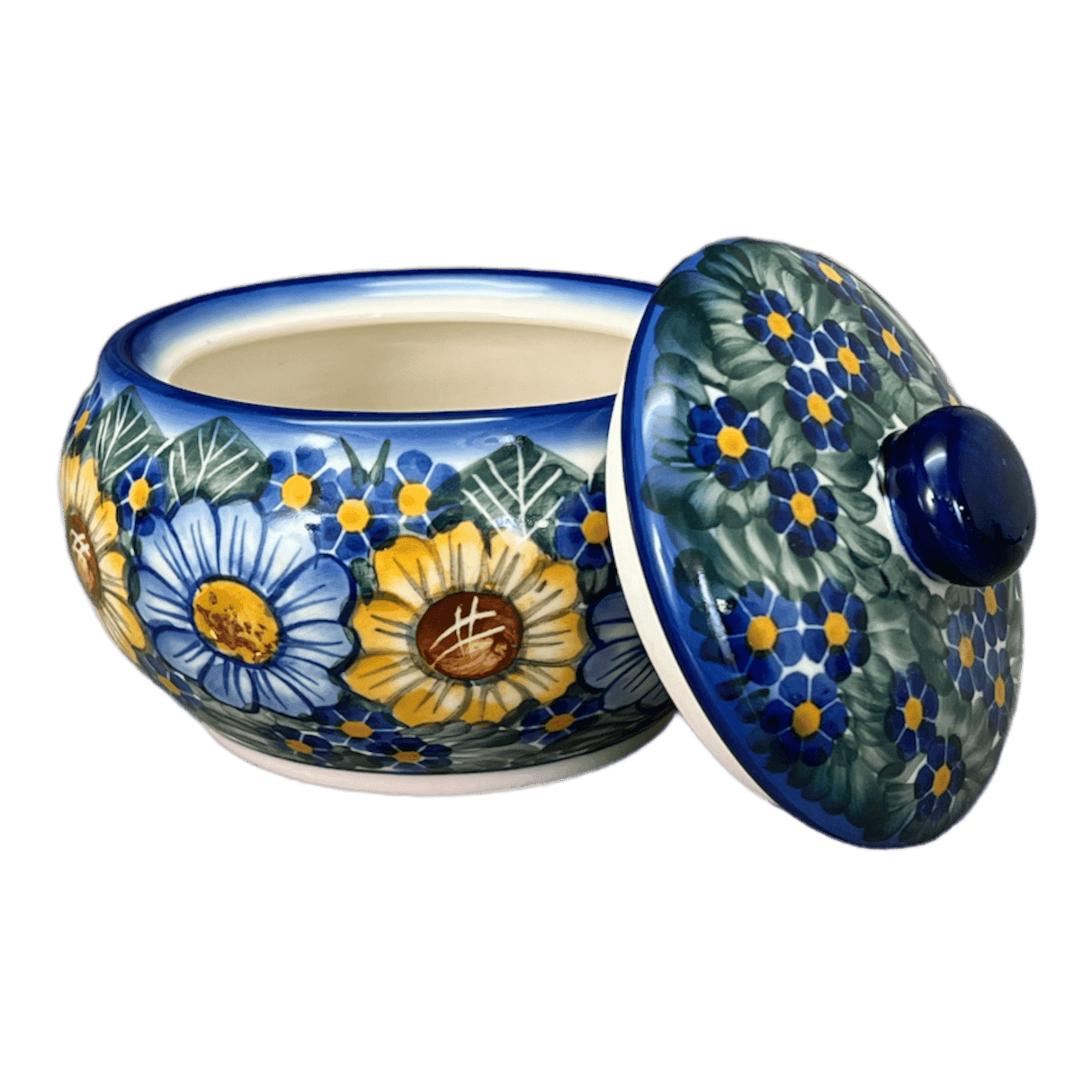 Container, Round, Covered, 5" x 4", WR (WR31I) in "Bed of Blossoms" by W.R. Ceramika | WR31I-KG2