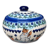 Polish Pottery WR Round Covered Container (Frosty & Friend) | WR31I-WR11 at PolishPotteryOutlet.com