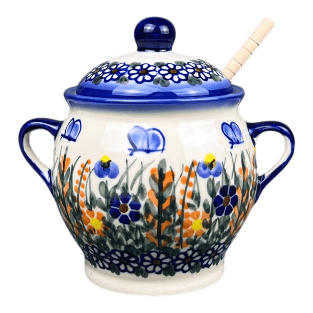 Jar, Honey, 5", WR (WR31L) in "Butterfly Delight" by W.R. Ceramika | WR31L-PP2