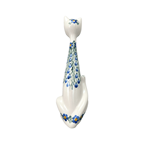 Figurine, Tall Cat, 12.5", WR (WR40A) in "Modern Blue Cascade" by W.R. Ceramika | WR40A-GP1