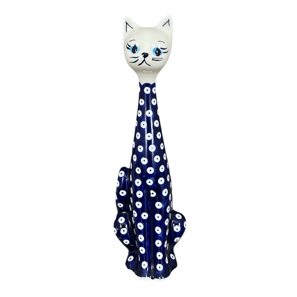 Figurine, Tall Cat, 12.5", WR (WR40A) in "Dot to Dot" by W.R. Ceramika | WR40A-SM2