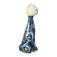 A picture of a Polish Pottery Figurine, Tall Cat, 8", WR (WR40B) in "Impressionist's Dream" by W.R. Ceramika | WR40B-AB3 as shown at PolishPotteryOutlet.com/products/8-tall-cat-figurine-impressionists-dream-wr40b-ab3