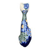 Figurine, Tall Cat, 8", WR (WR40B) in "Cobalt Blossoms" by W.R. Ceramika | WR40B-AB5
