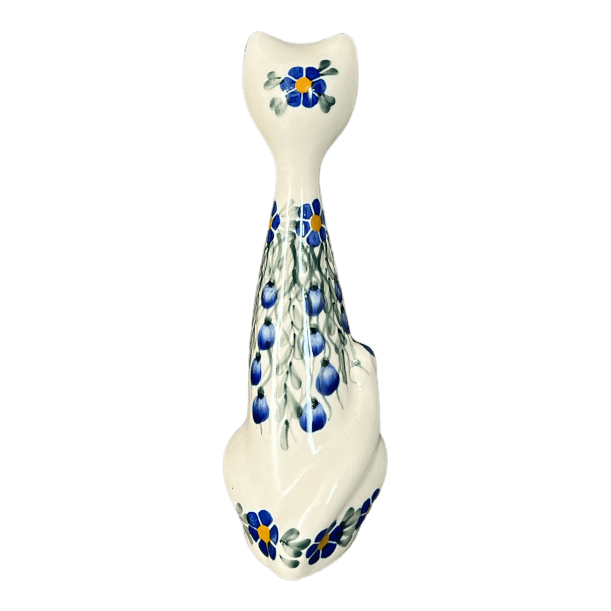 Figurine, Tall Cat, 8", WR (WR40B) in "Modern Blue Cascade" by W.R. Ceramika | WR40B-GP1