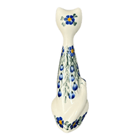 A picture of a Polish Pottery Figurine, Tall Cat, 8", WR (WR40B) in "Modern Blue Cascade" by W.R. Ceramika | WR40B-GP1 as shown at PolishPotteryOutlet.com/products/8-tall-cat-figurine-modern-blue-cascade-wr40b-gp1