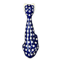 A picture of a Polish Pottery 8" Tall Cat Figurine (Dot to Dot) | WR40B-SM2 as shown at PolishPotteryOutlet.com/products/8-tall-cat-figurine-dot-to-dot-wr40b-sm2