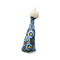 A picture of a Polish Pottery 9.5" Tall Cat Figurine (Impressionist's Dream) | WR40C-AB3 as shown at PolishPotteryOutlet.com/products/9-5-tall-cat-figurine-impressionists-dream-wr40c-ab3