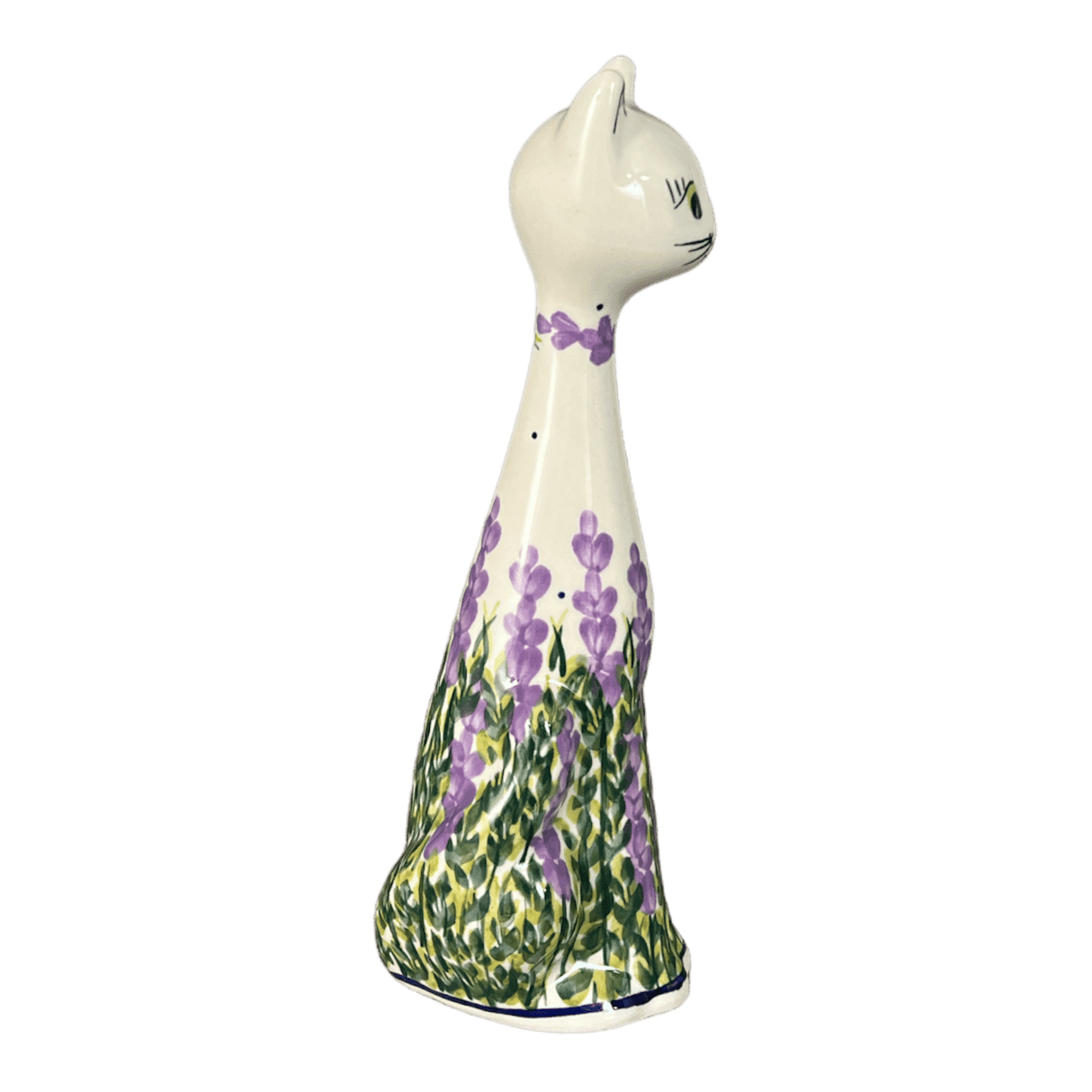 Figurine, Tall Cat, 9.5", WR (WR40C) in "Lavender Fields" by W.R. Ceramika | WR40C-BW4