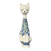 Polish Pottery Figurine, Tall Cat, 9.5", WR (WR40C) in "Modern Blue Cascade" by W.R. Ceramika | WR40C-GP1 at PolishPotteryOutlet.com