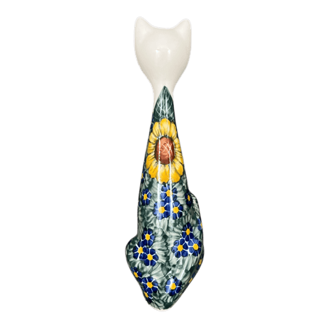 Figurine, Tall Cat, 9.5", WR (WR40C) in "Bed of Blossoms" by W.R. Ceramika | WR40C-KG2