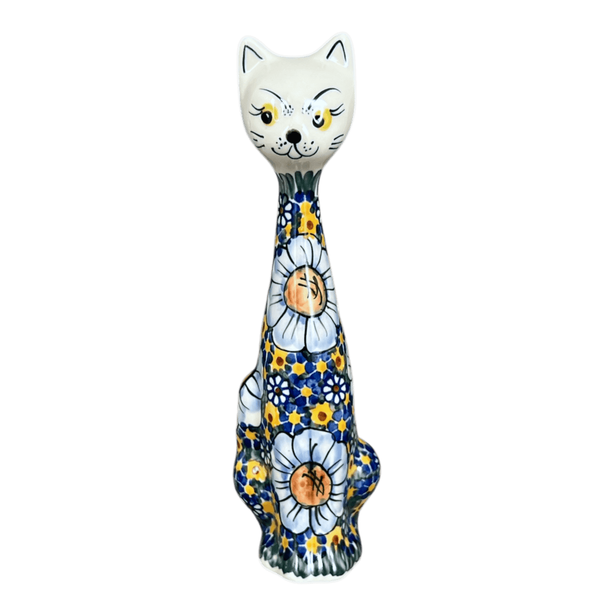 Figurine, Tall Cat, 9.5", WR (WR40C) in "Chamomile" by W.R. Ceramika | WR40C-RC4