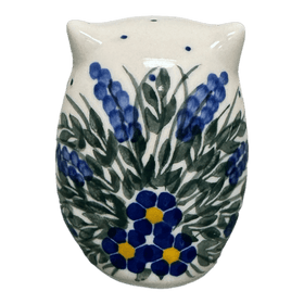 Polish Pottery WR 3" Small Owl Figurine (Delphinium Spray) | WR40J-BW3 Additional Image at PolishPotteryOutlet.com