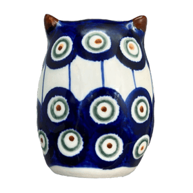 Polish Pottery WR 3" Small Owl Figurine (Peacock in Line) | WR40J-SM1 Additional Image at PolishPotteryOutlet.com