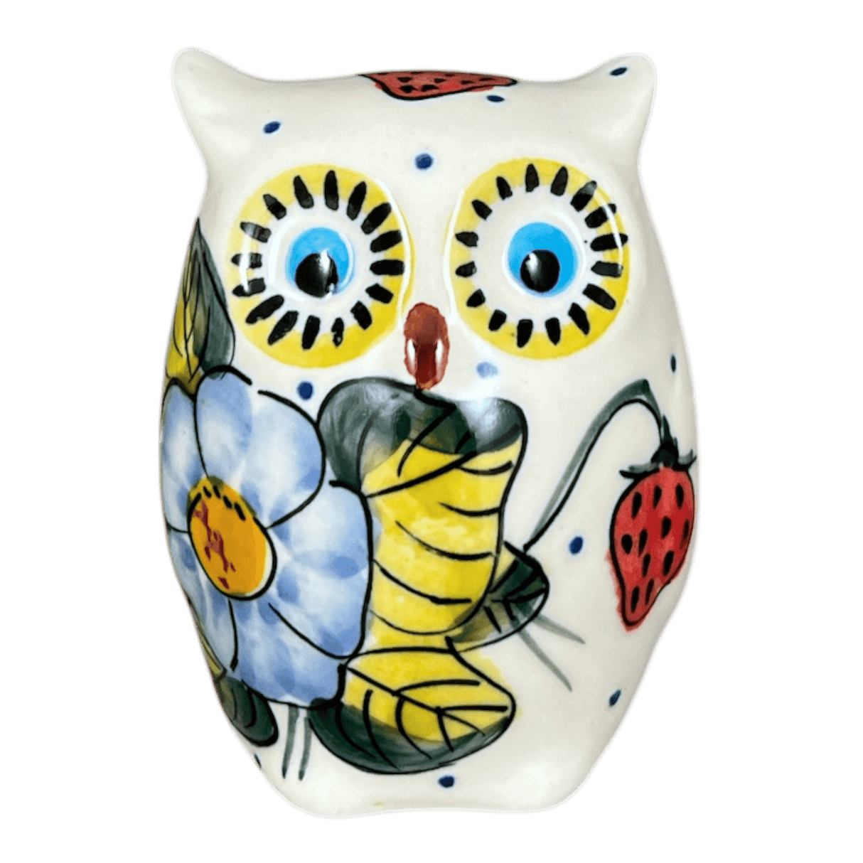 Figurine, Owl, 3" Small, WR (WR40J) in "Strawberries & Blossoms" by W.R. Ceramika | WR40J-WR2