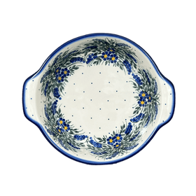 Polish Pottery 8" Round Baker (Delphinium Spray) | WR43F-BW3 Additional Image at PolishPotteryOutlet.com