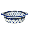 Polish Pottery 8" Round Baker (Blue Floral Trellis) | WR43F-DT3 at PolishPotteryOutlet.com