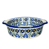 Polish Pottery Baker, Round, 8", WR (WR43F) in "Modern Blue Cascade" by W.R. Ceramika | WR43F-GP1 at PolishPotteryOutlet.com