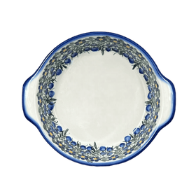 Polish Pottery Baker, Round, 8", WR (WR43F) in "Modern Blue Cascade" by W.R. Ceramika | WR43F-GP1 Additional Image at PolishPotteryOutlet.com