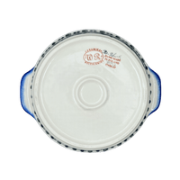 A picture of a Polish Pottery WR 8" Round Baker (Modern Blue Cascade) | WR43F-GP1 as shown at PolishPotteryOutlet.com/products/8-round-baker-modern-blue-cascade-wr43f-gp1
