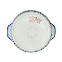 A picture of a Polish Pottery Baker, Round, 8", WR (WR43F) in "Modern Blue Cascade" by W.R. Ceramika | WR43F-GP1 as shown at PolishPotteryOutlet.com/products/8-round-baker-modern-blue-cascade-wr43f-gp1