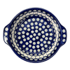 Polish Pottery WR 8" Round Baker (Peacock in Line) | WR43F-SM1 at PolishPotteryOutlet.com