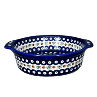 A picture of a Polish Pottery WR 8" Round Baker (Mosquito) | WR43F-SM3 as shown at PolishPotteryOutlet.com/products/8-round-baker-mosquito-wr43f-sm3