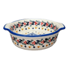 Polish Pottery Baker, Round, 8", WR (WR43F) in "Bows in Snow" by W.R. Ceramika | WR43F-WR15 at PolishPotteryOutlet.com