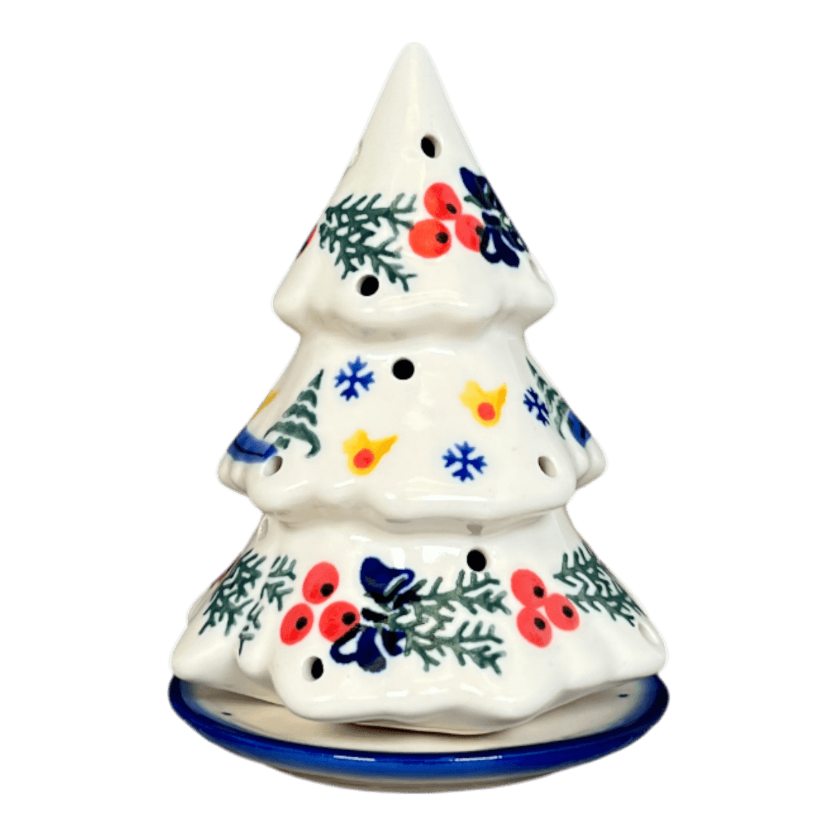Luminary, Christmas Tree, 5", WR (WR44A) in "Bows in Snow" by W.R. Ceramika | WR44A-WR15