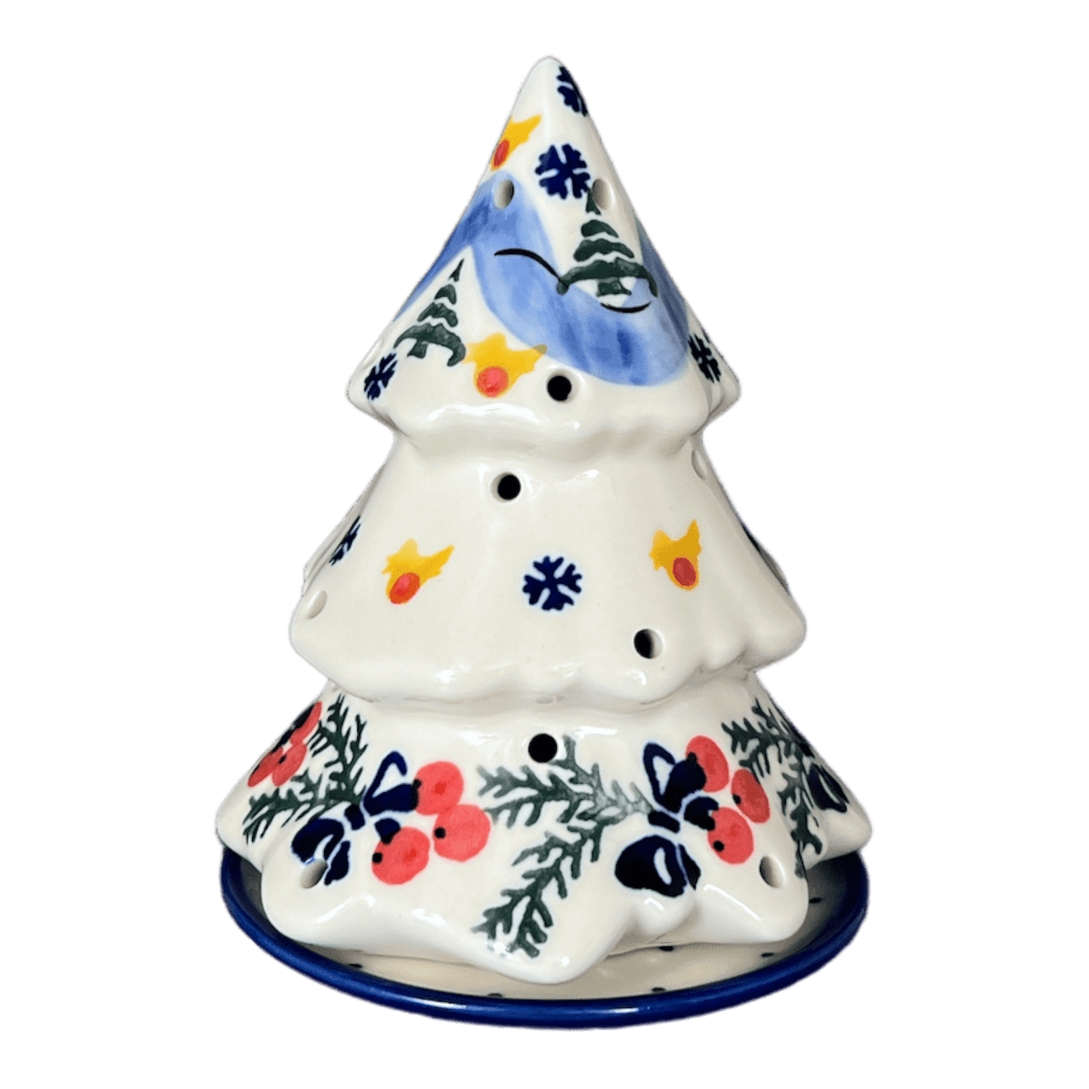 Luminary, Christmas Tree, 5", WR (WR44A) in "Bows in Snow" by W.R. Ceramika | WR44A-WR15