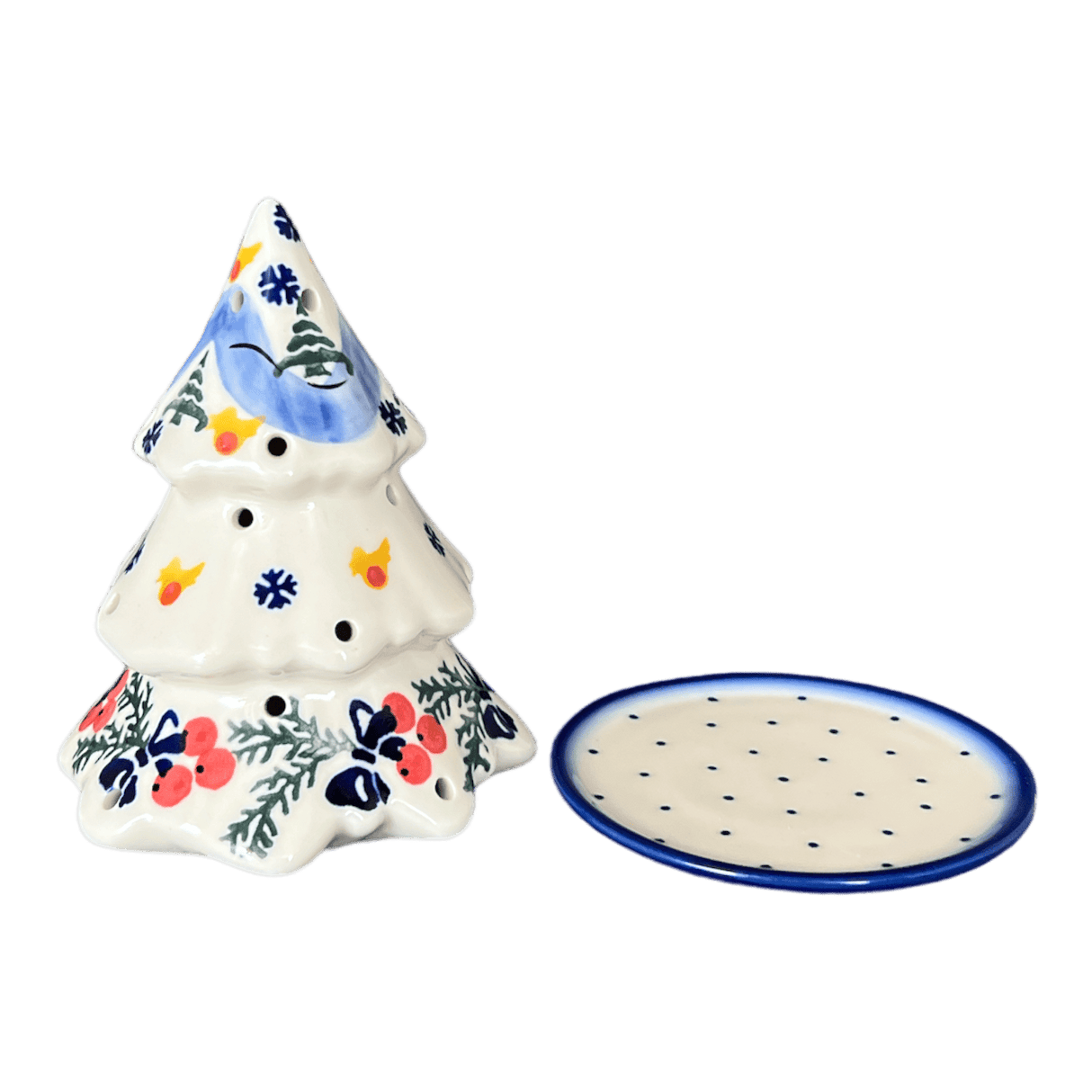 Luminary, Christmas Tree, 5", WR (WR44A) in "Bows in Snow" by W.R. Ceramika | WR44A-WR15