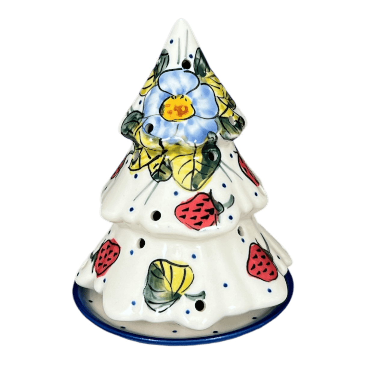 Luminary, Christmas Tree, 5", WR (WR44A) in "Strawberries & Blossoms" by W.R. Ceramika | WR44A-WR2