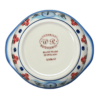 A picture of a Polish Pottery WR Soup Bowl/Small Casserole (Frosty & Friend) | WR51B-WR11 as shown at PolishPotteryOutlet.com/products/soup-bowl-small-casserole-frosty-friend-wr51b-wr11