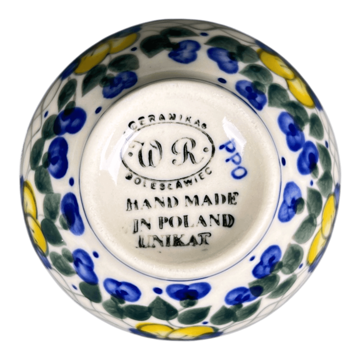 Bowl, Round, Dipping, 3.75", WR (WR51C) in "Pansy Wreath" by W.R. Ceramika | WR51C-EZ2