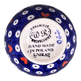Bowl, Round, Dipping, 3.75", WR (WR51C) in "Hearts & Dots" by W.R. Ceramika | WR51C-SMA2