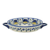 Individual Casserole, Round Dish Handles, 7.75", WR (WR52A) in "Pansy Wreath" by W.R. Ceramika | WR52A-EZ2